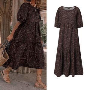 ♥️ NWT Midi Tiered Smock Dresss back